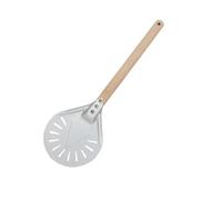 Zymjzbetic Pelle à pizza ronde et courte avec manche en bois antidérapant et perforé en aluminium pour four à pizza, cuisson du pain(7 inches)