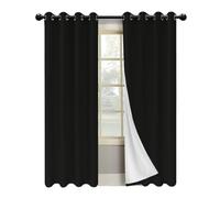 Zymjzbetic Rideaux occultants Rideaux occultants, Isolation Thermique, phonique, avec œillet de Doublure Blanc, adaptés au Salon, Chambre à Coucher(Black,W137 x H274)