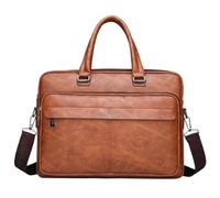 Zymjzbetic Sac à bandoulière en cuir PU grande capacité, sac à documents Portable décontracté et étanche for hommes, mallette pour les entreprises de travail(Khaki)