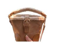 Zymjzbetic Sac fourre-tout en peluche Mini sac seau rétro en fourrure d'agneau, à bandoulière simple, petit tendance for femme, automne-hiver