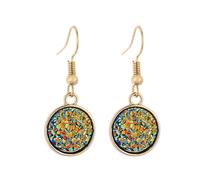 Zymoplas 1 paire boucle d'oreille suspendue Drusy rond Dangle exquis bijoux accessoires dame décorations Art lignes alliage oreille goutte, Couleur