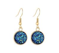 Zymoplas 1 paire boucle d'oreille suspendue Drusy rond Dangle exquis bijoux accessoires dame décorations Art lignes alliage oreille goutte, Bleu clair