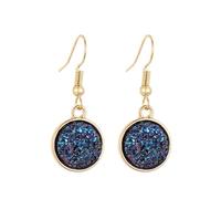 Zymoplas 1 paire boucle d'oreille suspendue Drusy rond Dangle exquis bijoux accessoires dame décorations Art lignes alliage oreille goutte, Bleu foncé