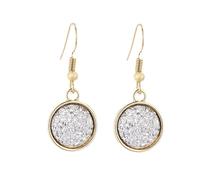 Zymoplas 1 paire boucle d'oreille suspendue Drusy rond Dangle exquis bijoux accessoires dame décorations Art lignes alliage oreille goutte, Blanc