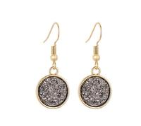 Zymoplas 1 paire boucle d'oreille suspendue Drusy rond Dangle exquis bijoux accessoires dame décorations Art lignes alliage oreille goutte, Gris