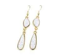 Zymoplas 1 paire boucles d'oreilles pendantes élégante longue chaîne personnalité irrégulière bijoux accessoires cadeaux féminins alliage oreille goutte, Blanc
