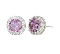 Zymoplas 1 paire cuivre femmes oreille goujon couleur unie ronde à la mode filles fête Banquet boucle d'oreille bijoux ornement cadeau d'anniversaire, Violet