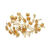 Zymoplas 100 ensembles oreille goujon plateau en acier inoxydable poste vierge fabrication de bijoux boucles d'oreilles bouchons réglage boucle d'oreille accessoire femmes, Couleur or/ 3mm