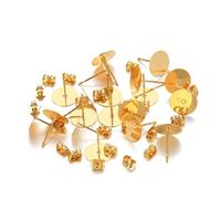 Zymoplas 100 ensembles oreille goujon plateau en acier inoxydable poste vierge fabrication de bijoux boucles d'oreilles bouchons réglage boucle d'oreille accessoire femmes, Couleur Or/ 10mm