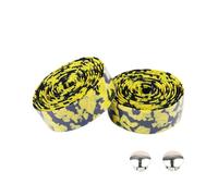 Zymoplas 2 pièces anti-dérapant accessoire de cyclisme ruban de guidon vélo naturel Pour bonne ductilité faux cuir ruban guidon vélo, Noir et jaune