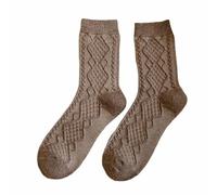 Zymoplas 2 pièces chaussettes thermiques rétro laine chaussette confortable doux léger résistant au froid bas chaussures hiver femme intérieur, Café léger