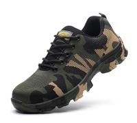 Zymoplas 2 pièces Chaussures de Travail pour Hommes avec Bout en Acier et Fond de Tendon antidérapant sécurité en Caoutchouc Confortable et Respirant, Camouflage, 38.1