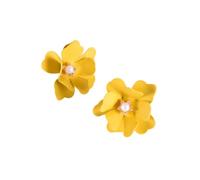 Zymoplas 2 pièces femmes fleur perle boucles d'oreilles beau goujon à la mode charmante goutte filles été géométrique fête cadeaux accessoire, Jaune