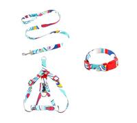 Zymoplas 3 pièces/ensemble collier pour animaux de compagnie laisse boucle réglable cadeaux de harnais mode, Bleu,1.5x120cm, M