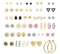 Zymoplas 30 paires multiples clous d'oreille boucles d'oreilles ensemble géométrique assorti cristal strass mode ornements mariage décor femmes, Type 1