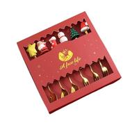 Zymoplas 6 pièces vaisselle de noël ensemble de 6 fourchettes à gâteau pâtisserie cuillère en acier inoxydable couverts noël ensembles fourchettes à gâteau ensemble, B