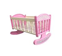 Zymoplas Accessoires de Jouets pour Enfants, lit de poupée en Plastique Rose avec draps de lit Exquis, Accessoires de poupée, Meubles de poupée, Petit lit à Bascule