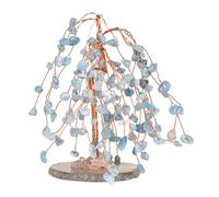 Zymoplas Artisanat Exquis Cristal Naturel Pierres précieuses Arbre Ornement de Bureau décor de Richesse Maison pour Bonne Sensation Main Bord Rond significatif, Bleu