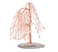 Zymoplas Artisanat Exquis Cristal Naturel Pierres précieuses Arbre Ornement de Bureau décor de Richesse Maison pour Bonne Sensation Main Bord Rond significatif, Rose