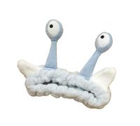 Zymoplas Bandeau de dessin animé léger robuste et facile à porter pour laver le visage en peluche yeux d'escargot oreilles bandeau en peluche adorable, bleu clair