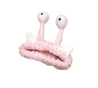 Zymoplas Bandeau de dessin animé léger robuste et facile à porter pour laver le visage en peluche yeux d'escargot oreilles bandeau en peluche adorable, rose