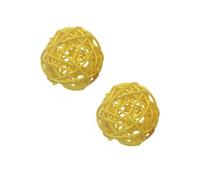 Zymoplas Boules de rotin élégantes pour projet artisanal de bricolage, pour décoration créative la maison, boules décoratives en bois, rotin naturel, 10 paquets/lot, Jaune