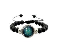 Zymoplas Cadeau brillant Bracelet de perles noires cadeau significatif pour toutes les Occasions 12 signes du zodiaque Horoscope Bracelets d'astrologie, un
