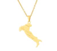 Zymoplas Carte italienne pendentif collier à la mode en acier inoxydable femmes filles hommes Portable patriotique colliers bijoux fête de vacances, Or
