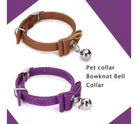 Zymoplas Collier pour Chien et Chat, Cloche à nœud Papillon, Boucles réglables pour Le Montage, en Cuir PU réglable, pour Petits Chiots et Chats, Facile à Nettoyer