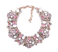 Zymoplas Collier ras du cou luxueux pour femmes, déclaration indienne, se démarque dans le Style, strass de, collier en alliage, Cristal bleu