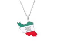 Zymoplas Colliers avec pendentif carte d'iran uniques, pour un Look minimaliste et élégant, en acier inoxydable, pièce de déclaration