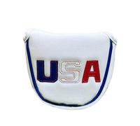 Zymoplas Couverture de Club Demi-Ronde de Club Golf Durable Couverture Nationale Unique Ronde en Cuir d'unité Centrale en Peluche pour Le Rond Drapeau, Demi-Cercle Blanc USA