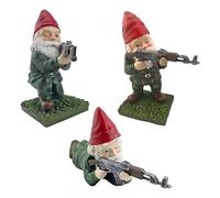 Zymoplas Décorations de jardin de Gnomes à large Application, 3 pièces, avec résine exquise, Statue Gnome jardin amusante, ornements nains