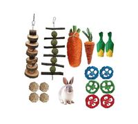 Zymoplas Ensemble de Jouets à mâcher pour Animaux - Jouets Uniques pour Animaux de Compagnie Durables et élégants Ensemble à mâcher en Bois Faible Entretien Lapin Guinée, 16 pièces A