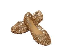 Zymoplas Entrez dans l'été chaussures plates en gelée confortables pour femmes chaussures mélangées femme chaussures en gelée sandales respirantes décontracté, doré, 39.1