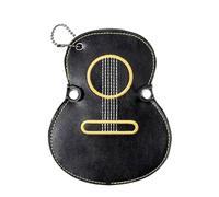 Zymoplas Étui de rangement pour plectres de guitare, porte-crochets en cuir finement brodé, sac rangement pour plectres enfichables en similicuir, Durable, noir