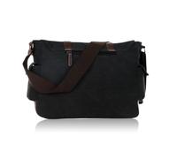 Zymoplas Femmes hommes Style rétro sac à bandoulière tablette caméra portefeuille affaires bandoulière Pack voyage rabat Messenger pochette, Le noir, Groß