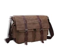 Zymoplas Femmes hommes Style rétro sac à bandoulière tablette caméra portefeuille affaires bandoulière Pack voyage rabat Messenger pochette, Café, Groß