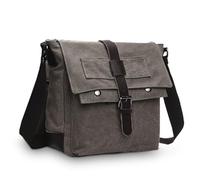 Zymoplas Femmes hommes Style rétro sac à bandoulière tablette caméra portefeuille affaires bandoulière Pack voyage rabat Messenger pochette, Gris, Klein