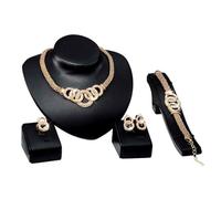 Zymoplas Femmes strass ensemble de bijoux filles conception Simple alliage cristal collier anneau boucle d'oreille Bracelet Kit décor bijoux