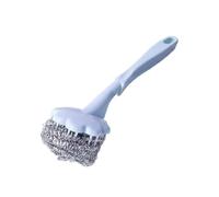 Zymoplas Fil d'acier brosse de nettoyage Portable longue poignée remplacement réutilisable maison cuisine cuisine banc plaque Pot brosses outil, Bleu