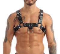 Zymoplas Harnais de poitrine en Faux cuir Punk réglable, tendance et polyvalent pour hommes, ceinture réglable en Faux cuir avec boucles