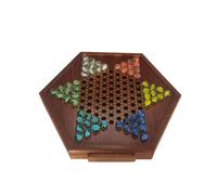 Zymoplas Jeu de Dames en Bois Chinois hexagone tiroirs Jeu de Dames Classique Lisse Robuste Durable Jeux de stratégie école Adulte