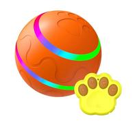 Zymoplas Jouet interactif pour Chiens, Boule roulante Mobile Automatique avec lumière LED, Lot d'exercices interactif pour Chiot et Animal de Compagnie, Orange