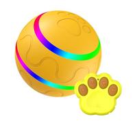 Zymoplas Jouet interactif pour Chiens, Boule roulante Mobile Automatique avec lumière LED, Lot d'exercices interactif pour Chiot et Animal de Compagnie, Jaune