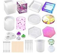Zymoplas Kit de moulage en résine Compact et facile à, pour l'artisanat en déplacement, moules d'art résine, Kit d'outils, sous-verres pour bricolage, C