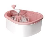 Zymoplas Lave-fruits circulaire avec couvercle transparent, nettoyage sans effort, fond creux, panier de vidange pour légumes en ABS, rose