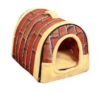 Zymoplas Lits de Maison pour Animaux Multi-Fonctionnels Dormir Jouer et se prélasser Chats lit Maison Tissu Chats Chiens lit pour Animaux de Compagnie, Carrelage Mural Vintage, M45X35cm