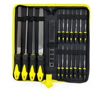 Zymoplas Lot de 17 ensemble de limes menuiserie en bois polissage râpe outils manche en caoutchouc bricolage limes meulage avec sac rangement, Jaune