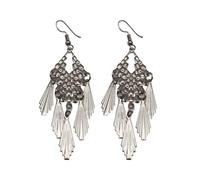 Zymoplas Lot de 2 Boucles d'Oreilles Style Baroque Vintage Métal Gommage Oreille Pendante Pendentif Accessoire de Mode Saint Valentin Cadeau Créatif, Le noir